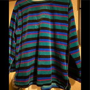 Velvet Long Sleeve Striped Shirt
